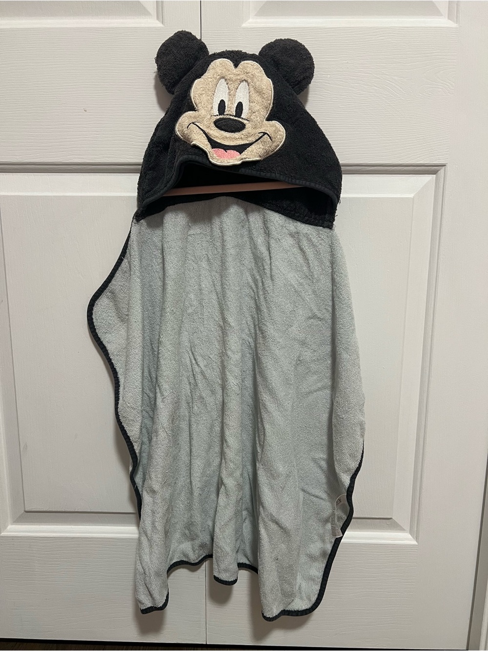 Disney Mickey Mouse Hooded Towel Poncho - Black & Light Gray